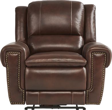 Amesbury Brown Leather Dual Power Recliner
