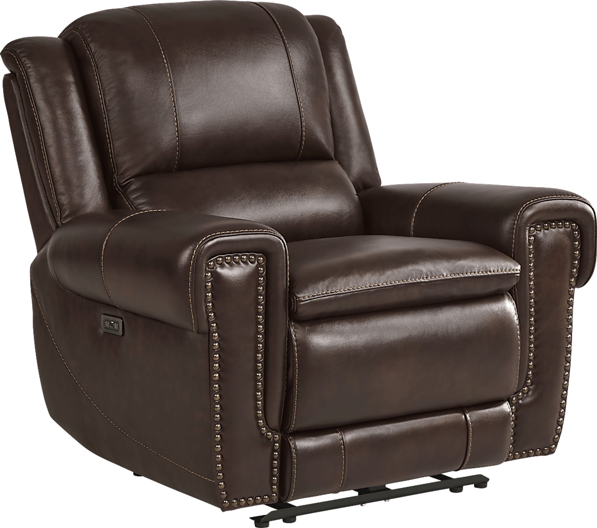 Amesbury Brown Leather Dual Power Recliner - Image 3