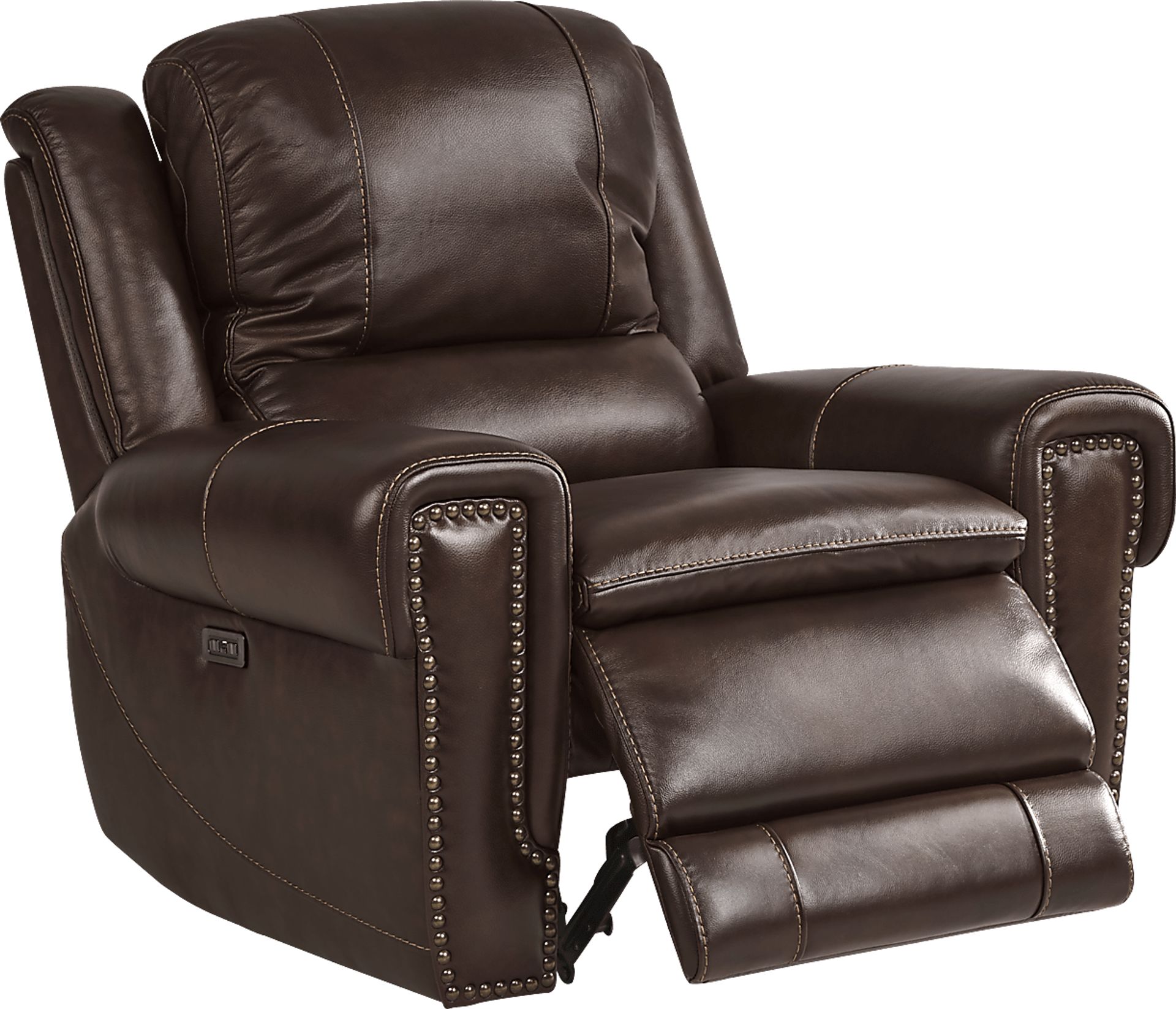Amesbury Brown Leather Dual Power Recliner - Image 1