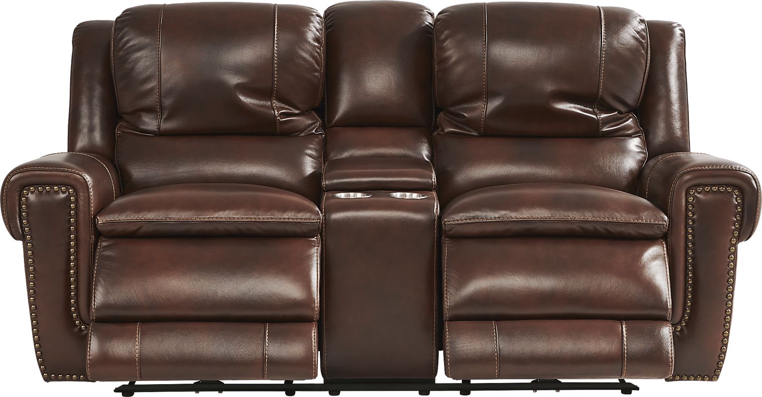 Amesbury 3 Pc Brown Leather Dual Power Reclining Storage Living Room ...