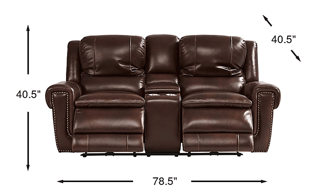 Amesbury Brown Leather Dual Power Reclining Console Loveseat