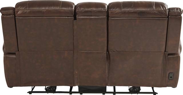 Amesbury Brown Leather Dual Power Reclining Console Loveseat - Thumbnail - Image 3