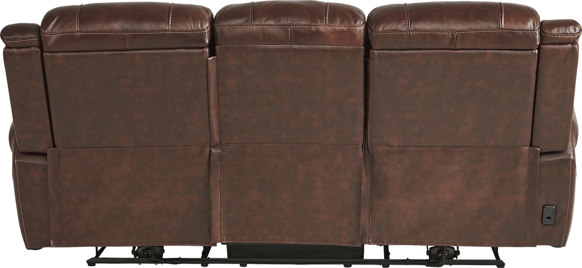 Amesbury 3 Pc Brown Leather Dual Power Reclining Storage Living Room ...