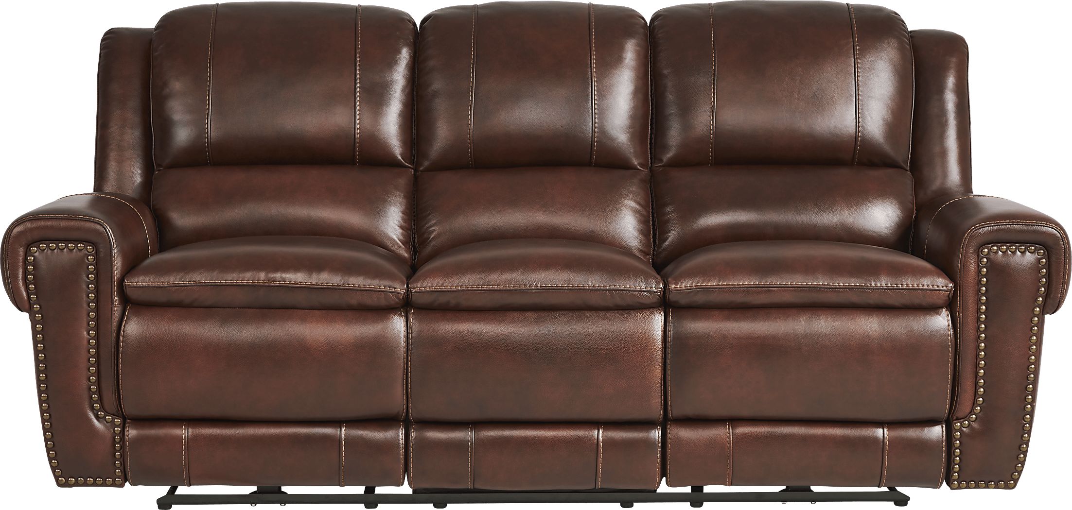 Amesbury Brown Leather Dual Power Reclining Sofa Rooms To Go