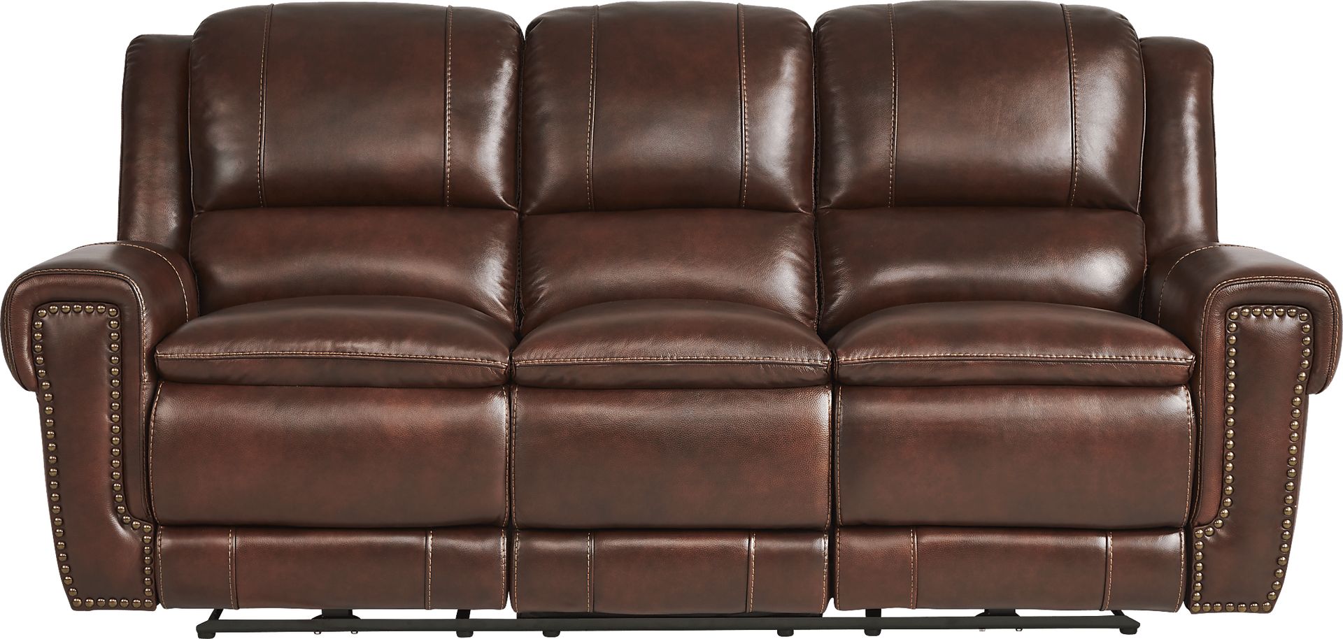 Amesbury Brown Leather 3 Pc Living Room with Dual Power Reclining Sofa - Image 2