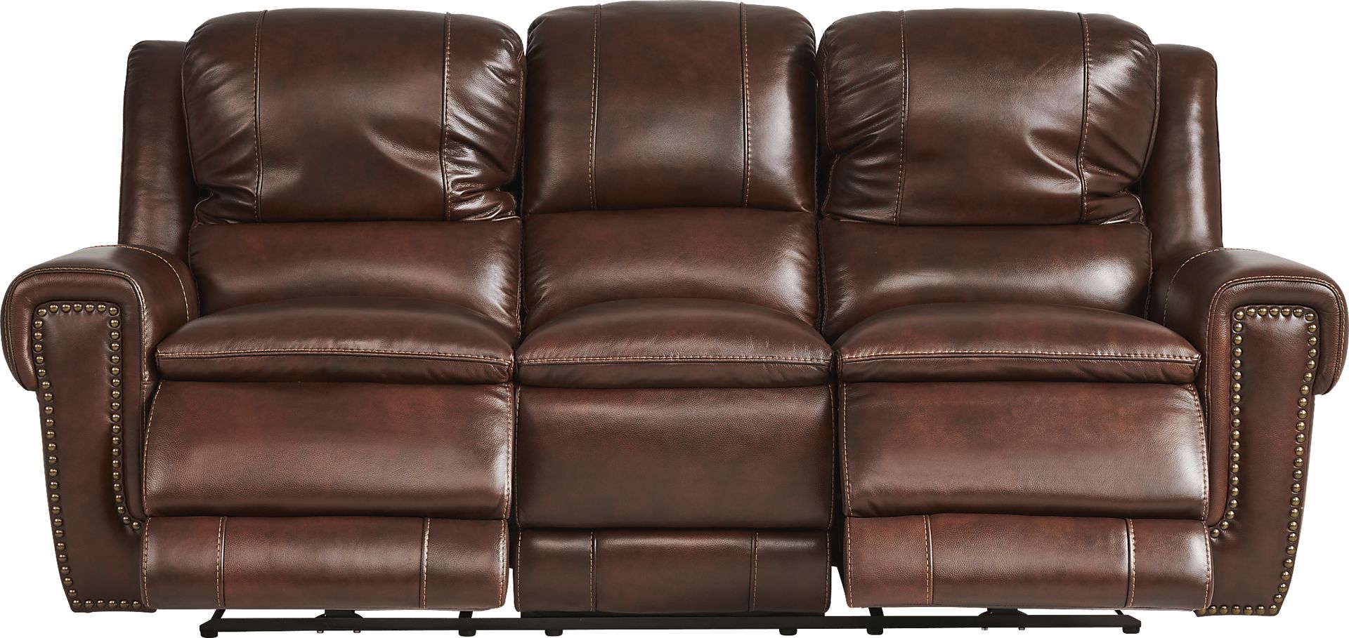 Amesbury Brown Leather 2 Pc Living Room with Dual Power Reclining Sofa - Image 2