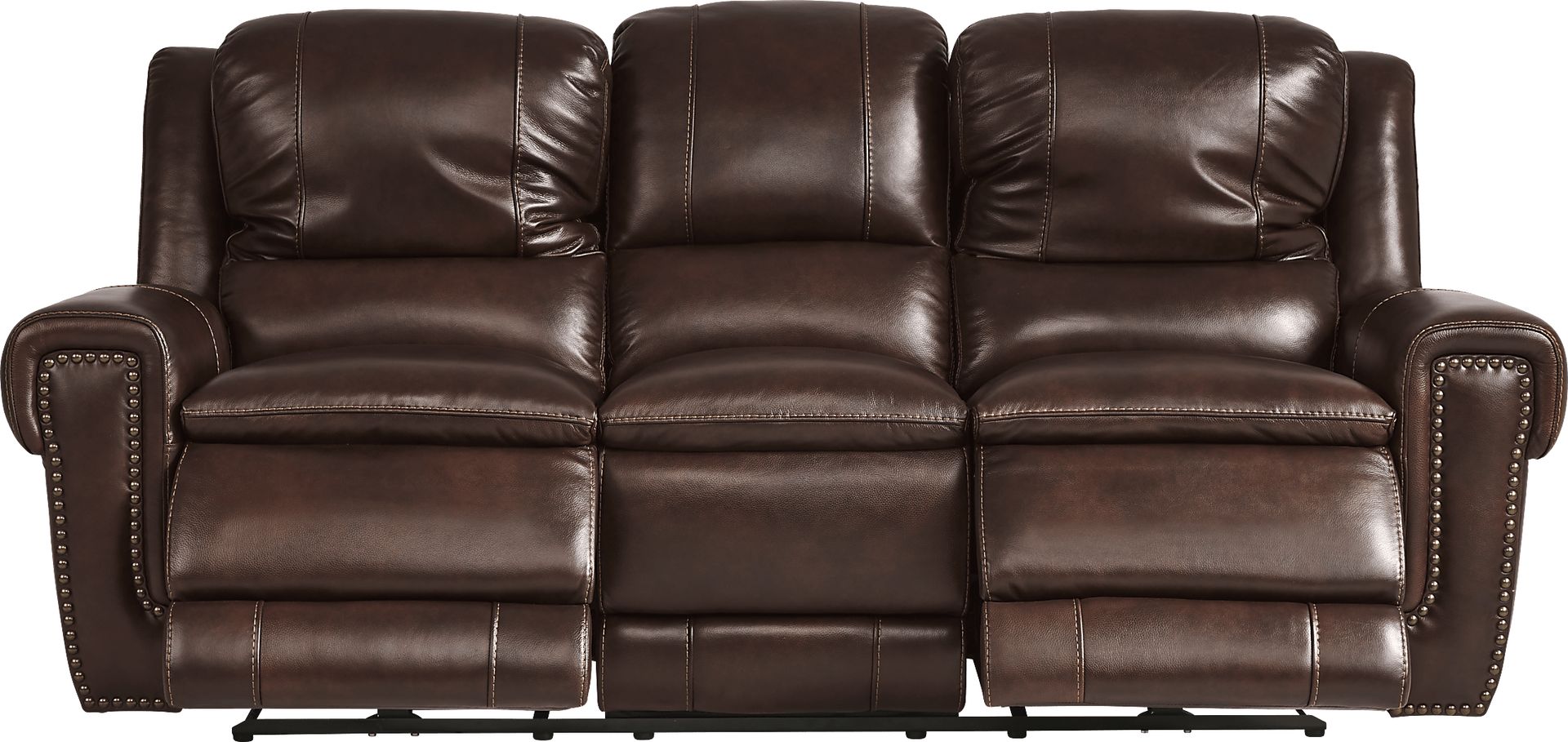 Amesbury Brown Leather 3 Pc Dual Power Reclining Living Room - Image 3