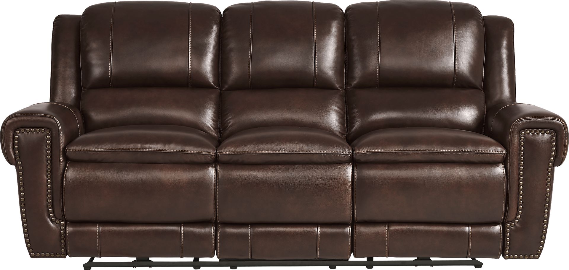 Amesbury Brown Leather 3 Pc Dual Power Reclining Living Room - Image 2