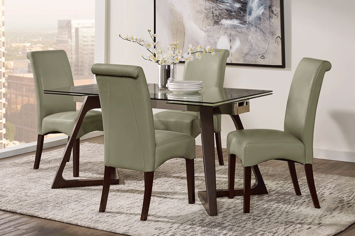Amhearst 5 Pc Brown Dark Wood Dining Room Set With Dining Table, Side ...