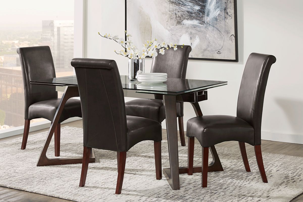 Amhearst 5 Pc Brown Dark Wood Dining Room Set With Dining Table, Side ...