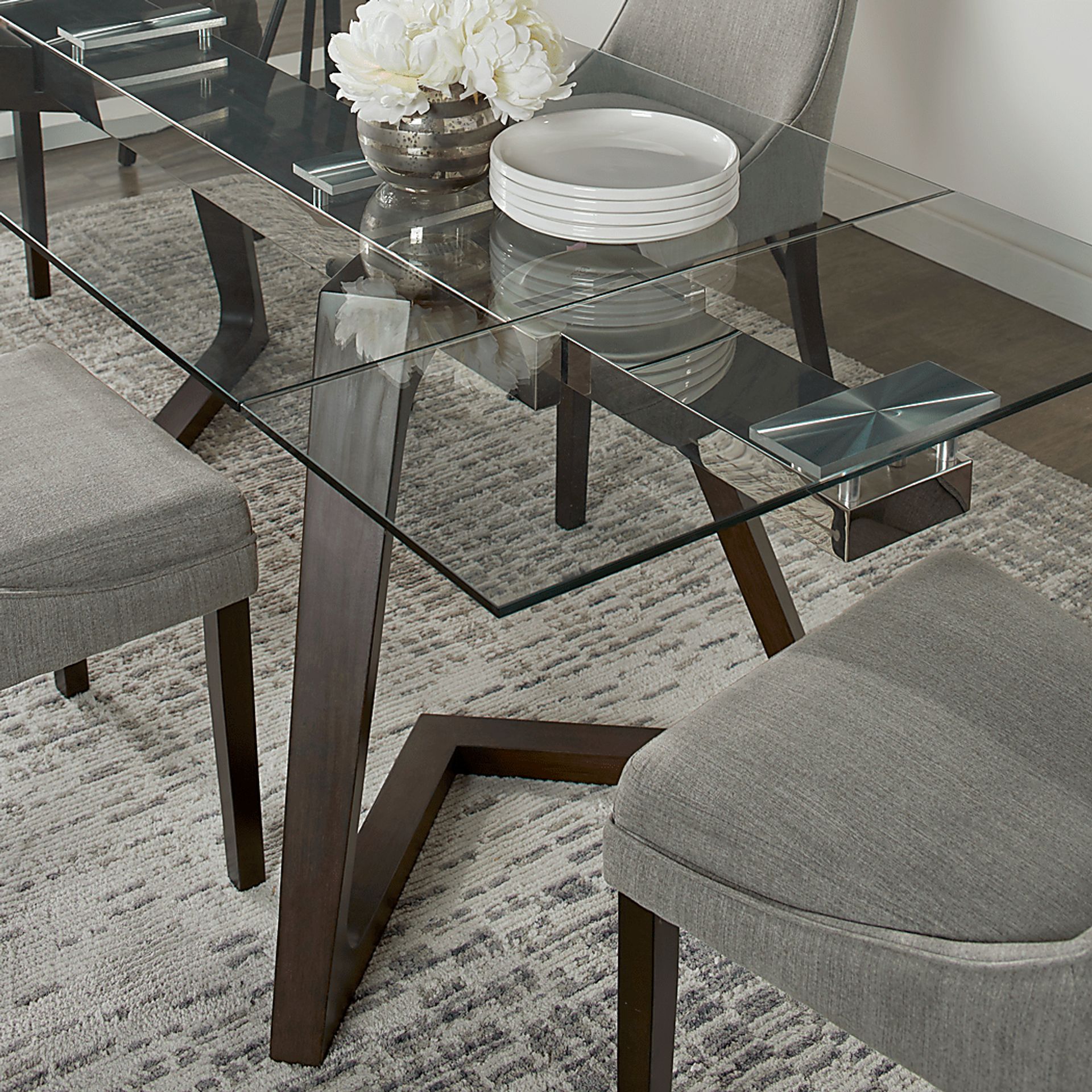 Amhearst Brown 5 Pc Rectangle Dining Set with Tan Chairs - Image 4