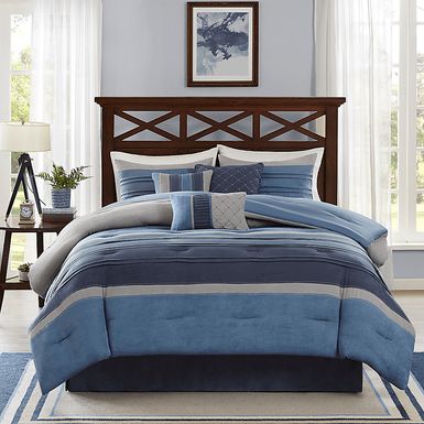 Amiah Navy 7 Pc King Comforter Set