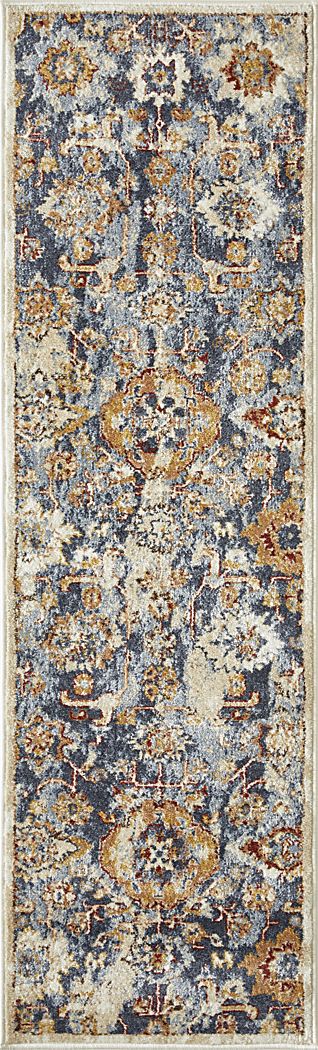 Amibell Blue 2' x 6'7 Runner Rug