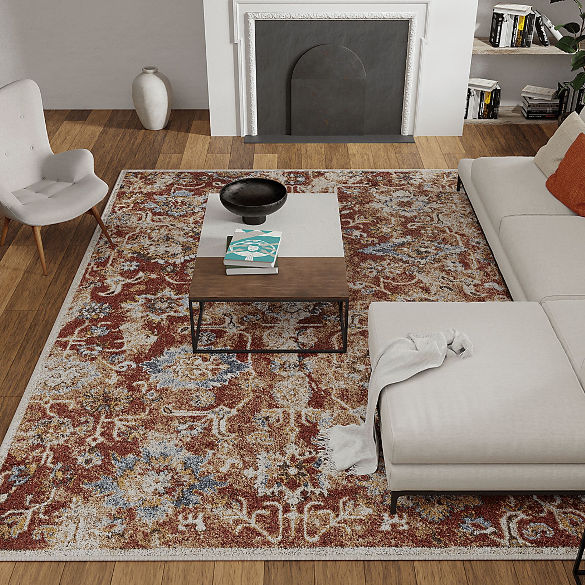 Amibell Orange 5'3 x 7'3 Area Rug - Image 2