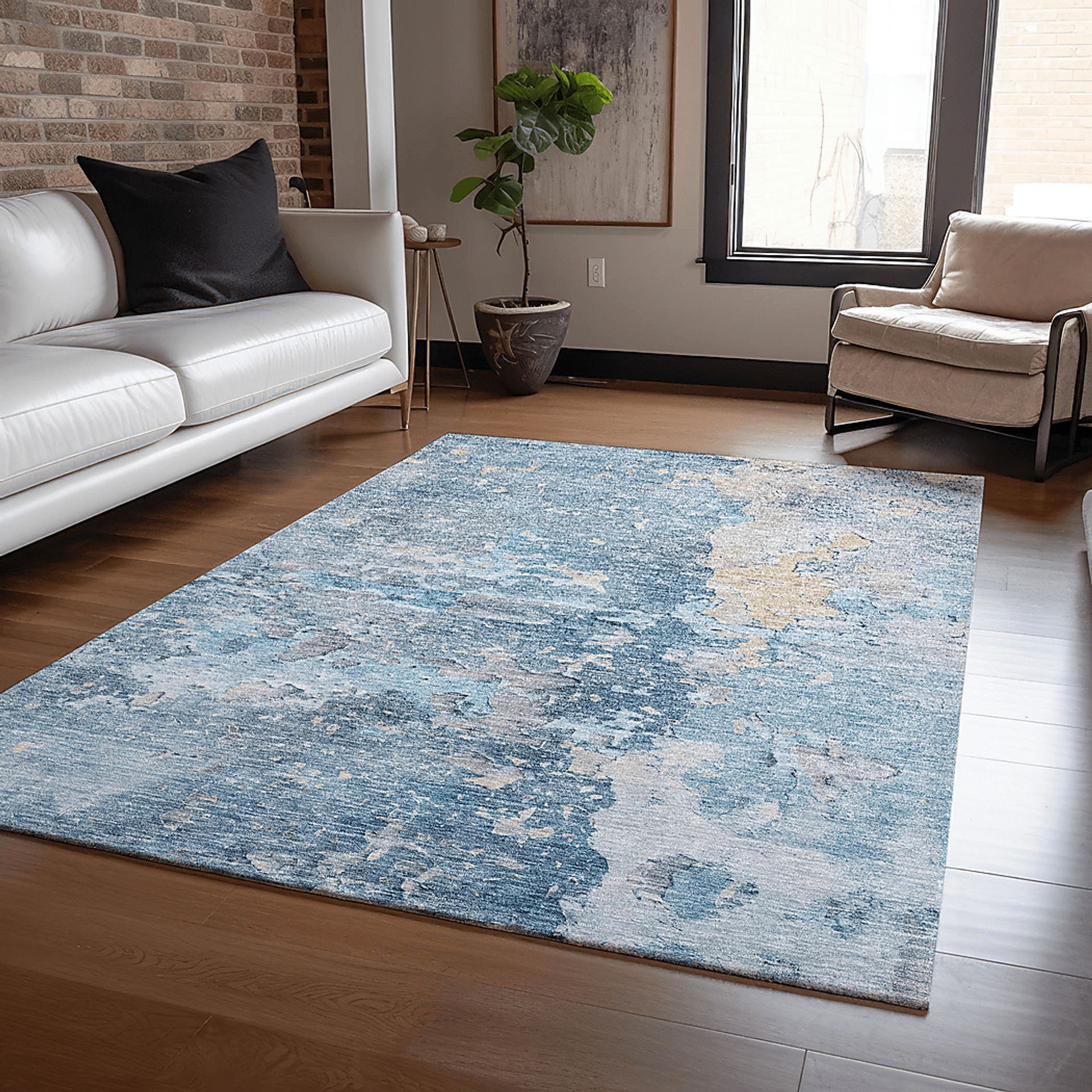 Amme Blue 5' x 8' Machine Washable Rug - Image 2