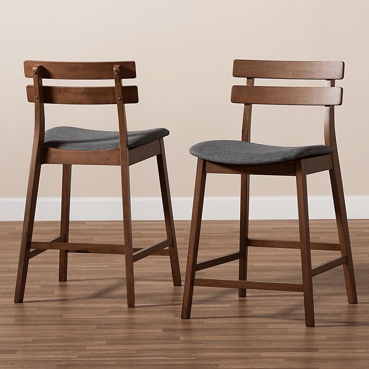 Ammerse Dark Gray Counter Stool, Set of 2