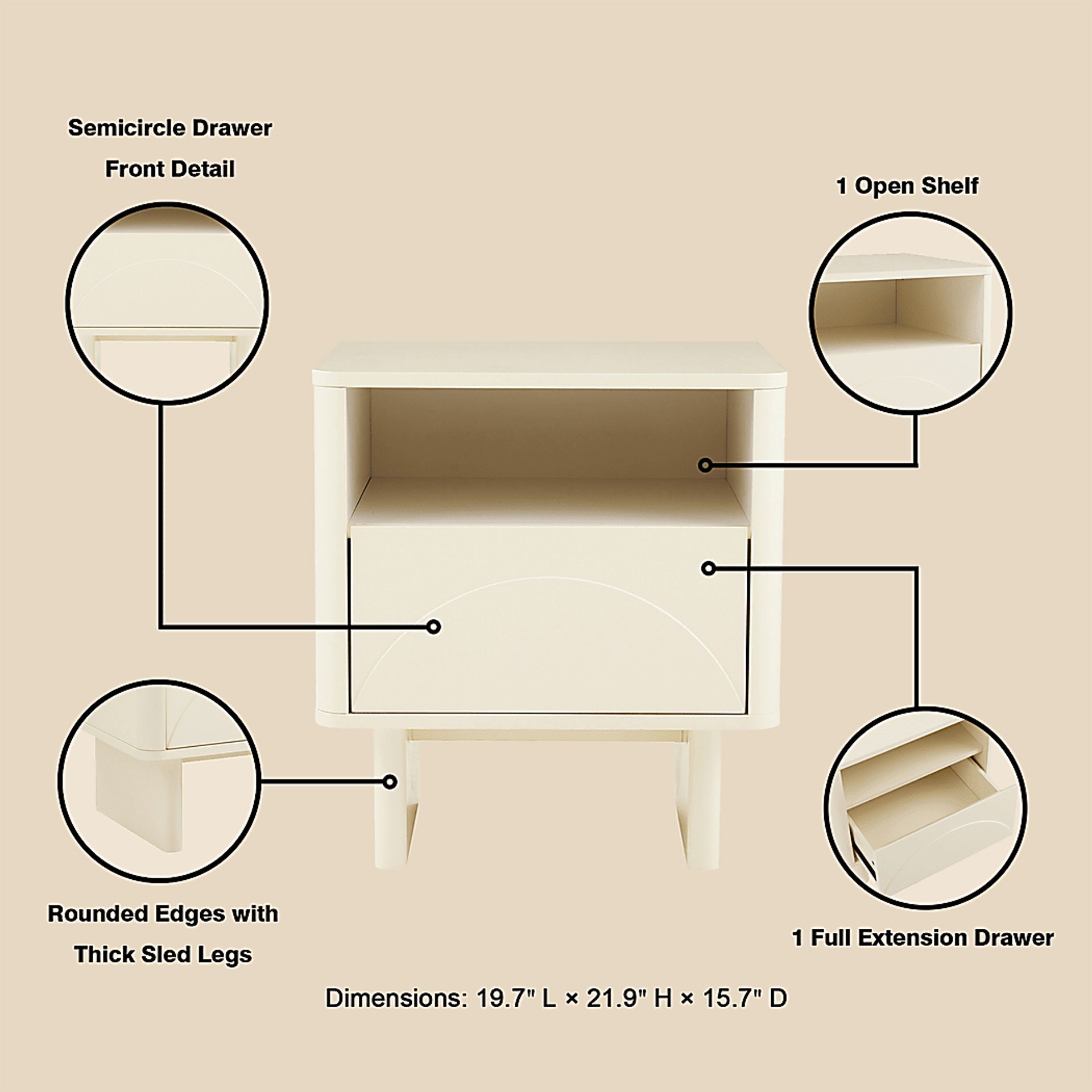 Ammons Cream Nightstand - Image 5