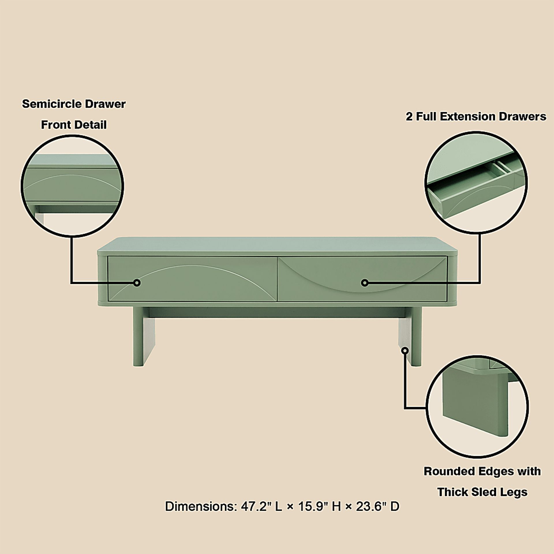 Ammons Green Cocktail Table - Image 5