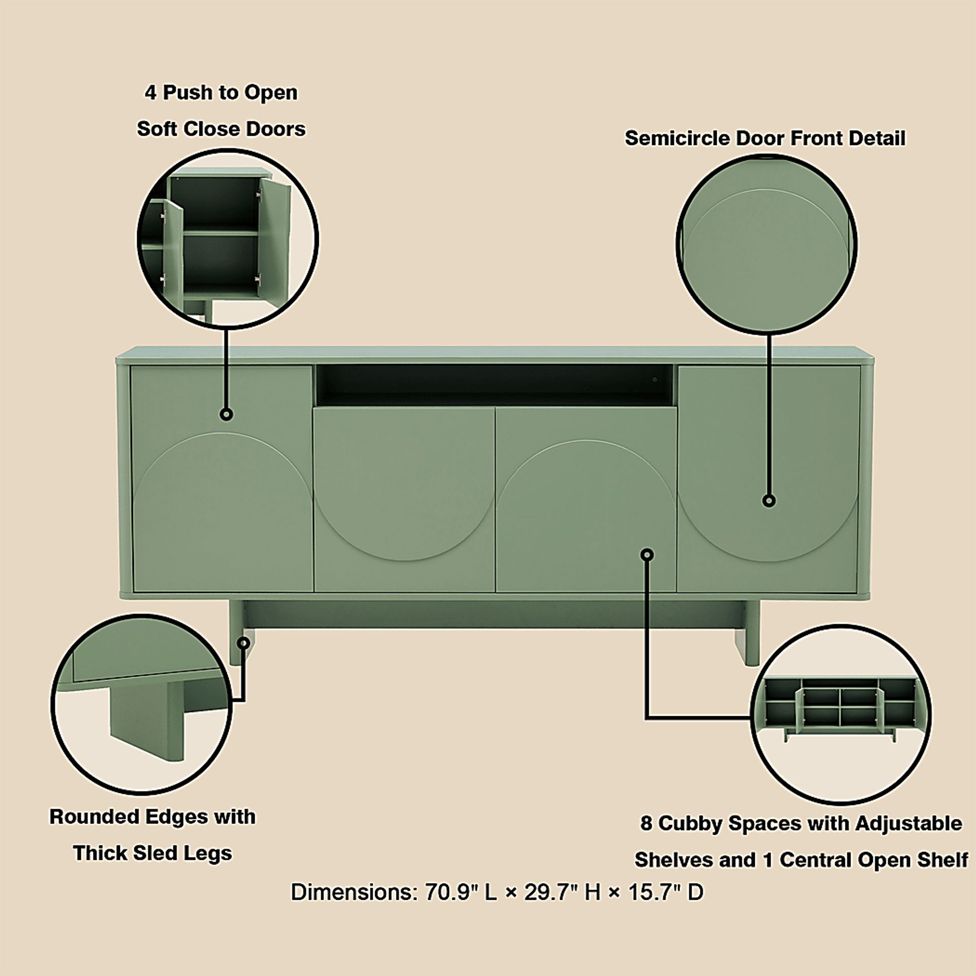 Ammons Green Sideboard - Image 6