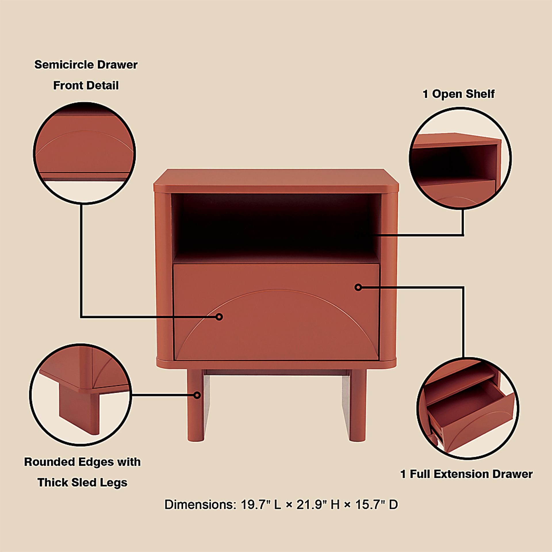 Ammons Terracotta Nightstand - Image 5