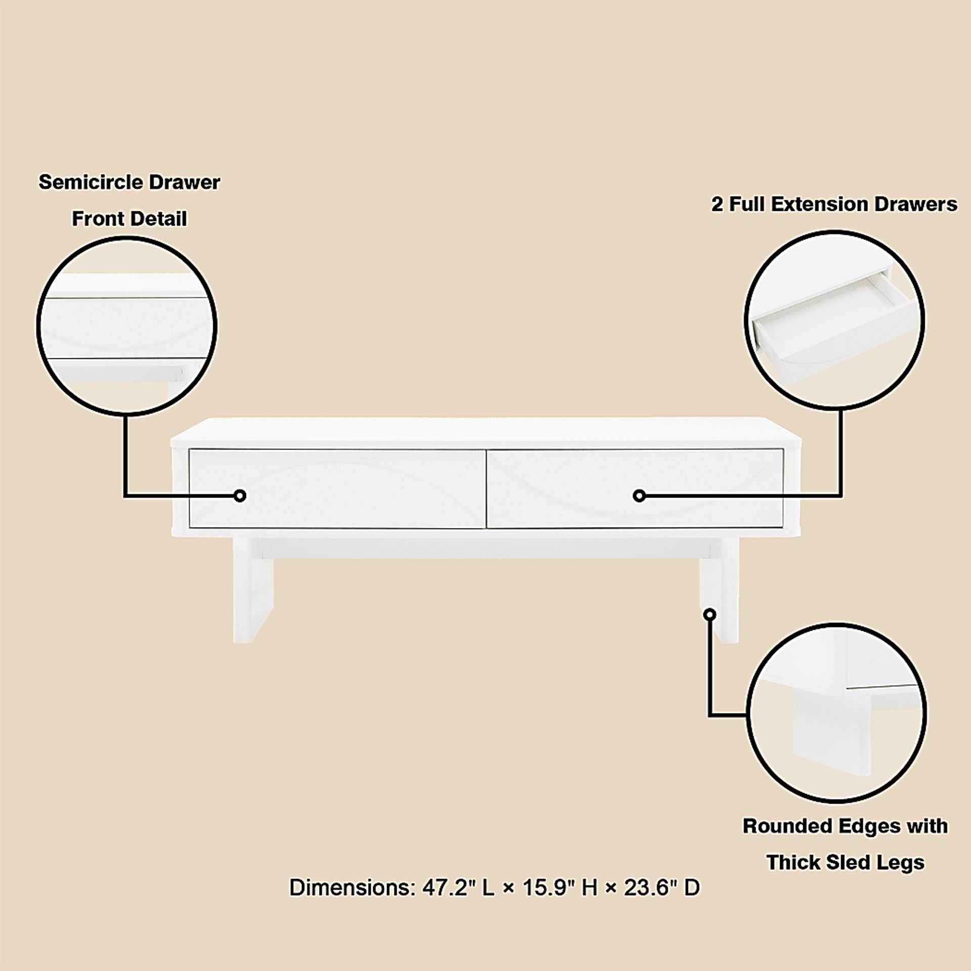 Ammons White Cocktail Table - Image 5