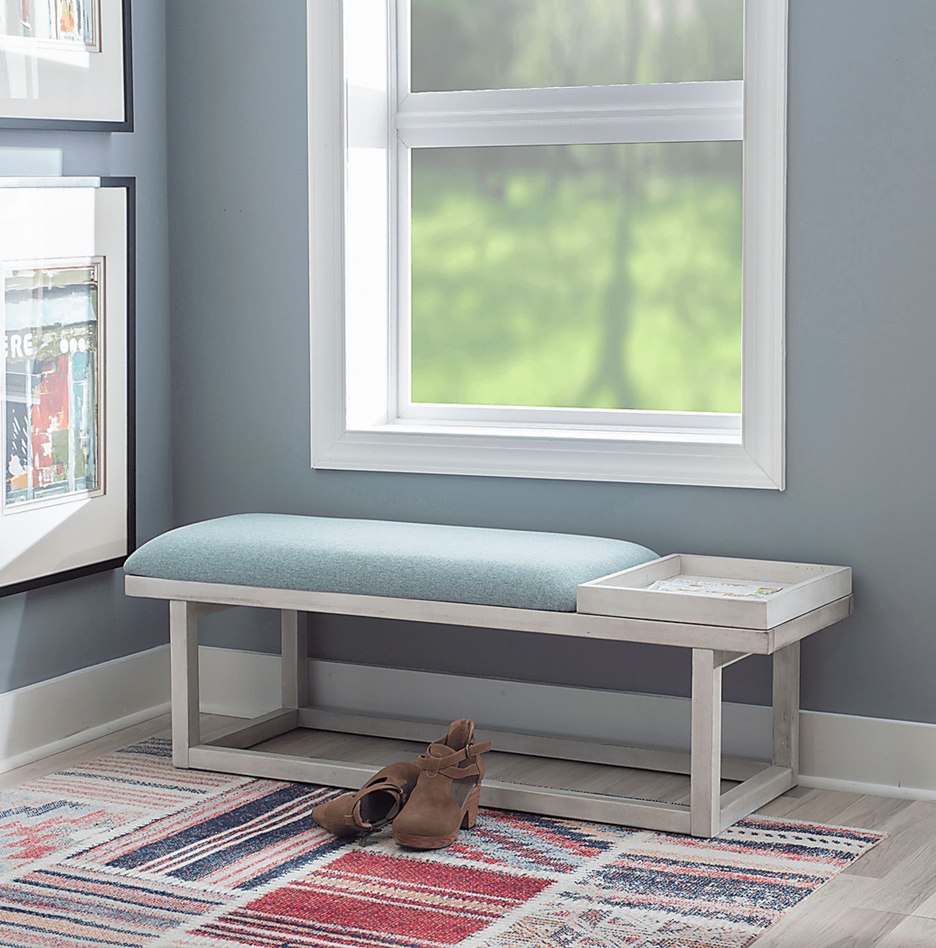 Amoroso White/Aqua Bench - Image 2