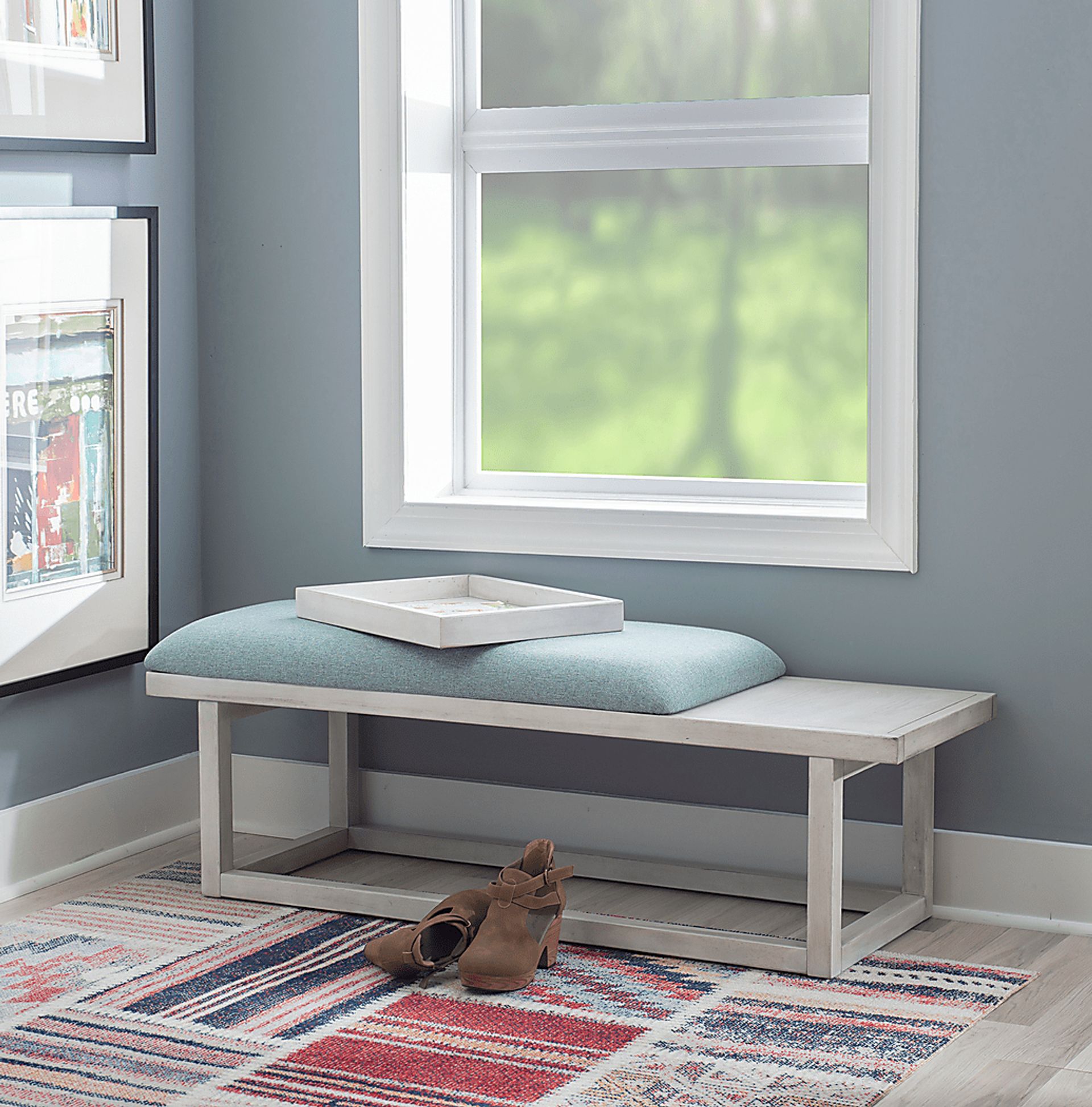 Amoroso White/Aqua Bench - Image 10