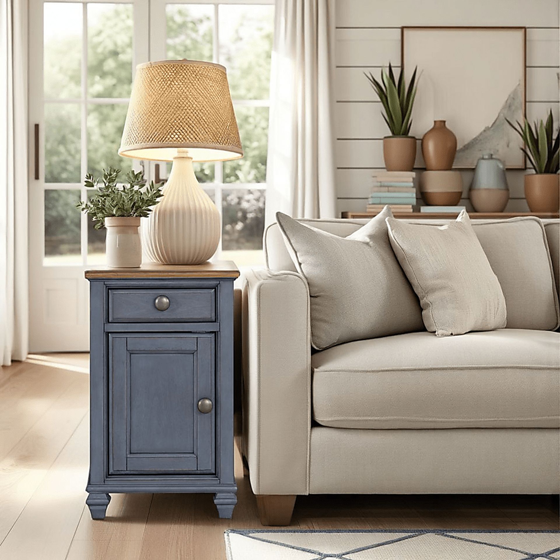 Amoyr Blue Chairside Table - Image 2