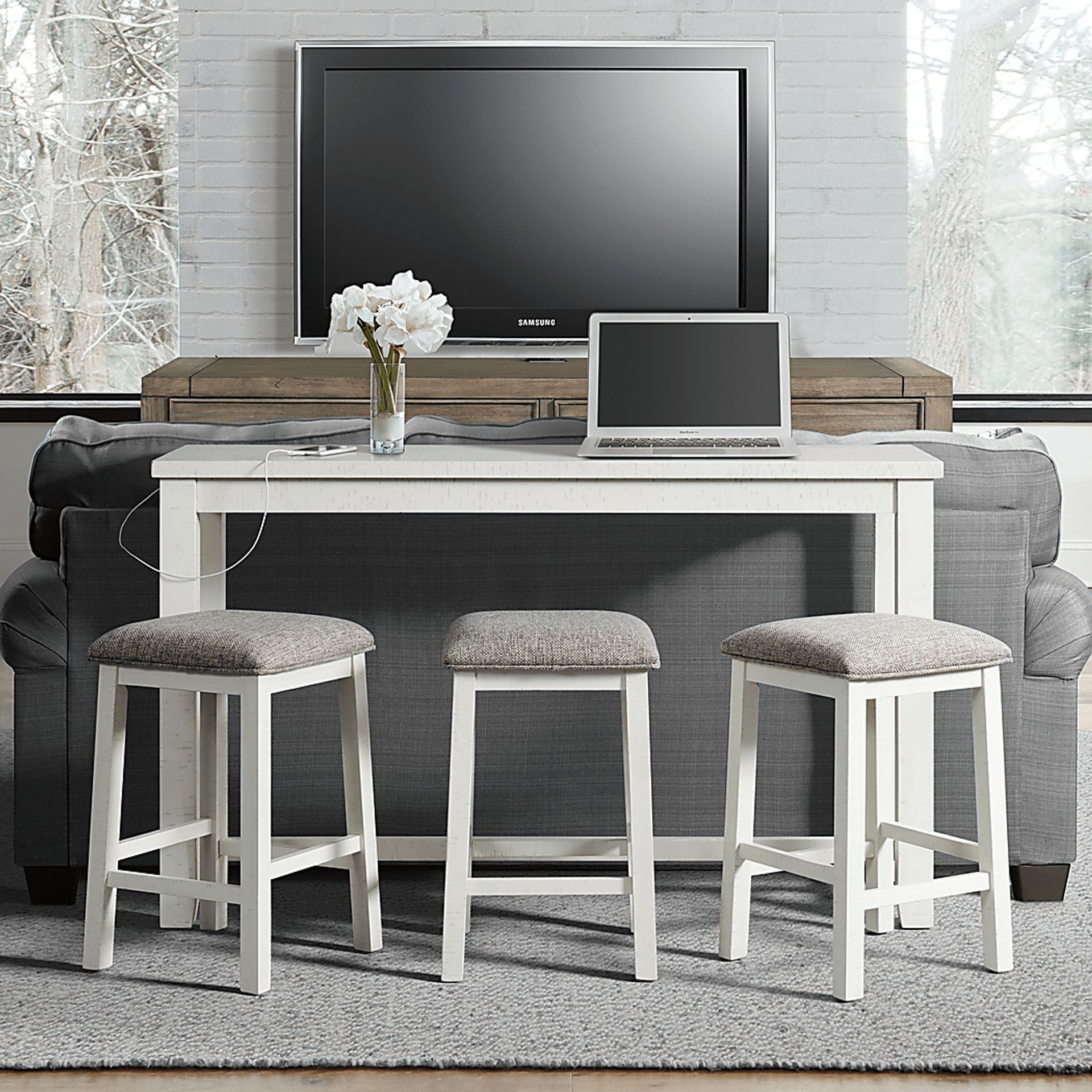Ampezo White Bar Table with Stools - Image 2