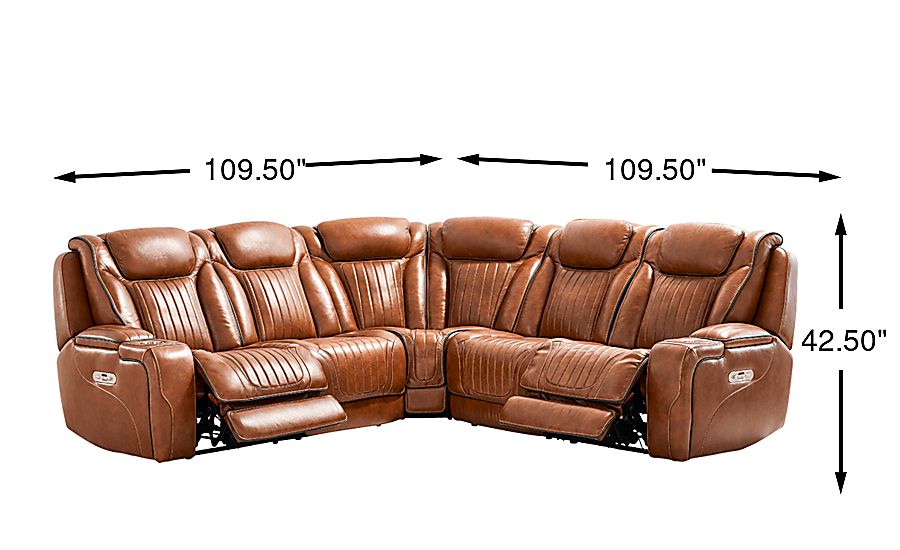 Amplify Leather Triple Power Sectional - Thumbnail 2