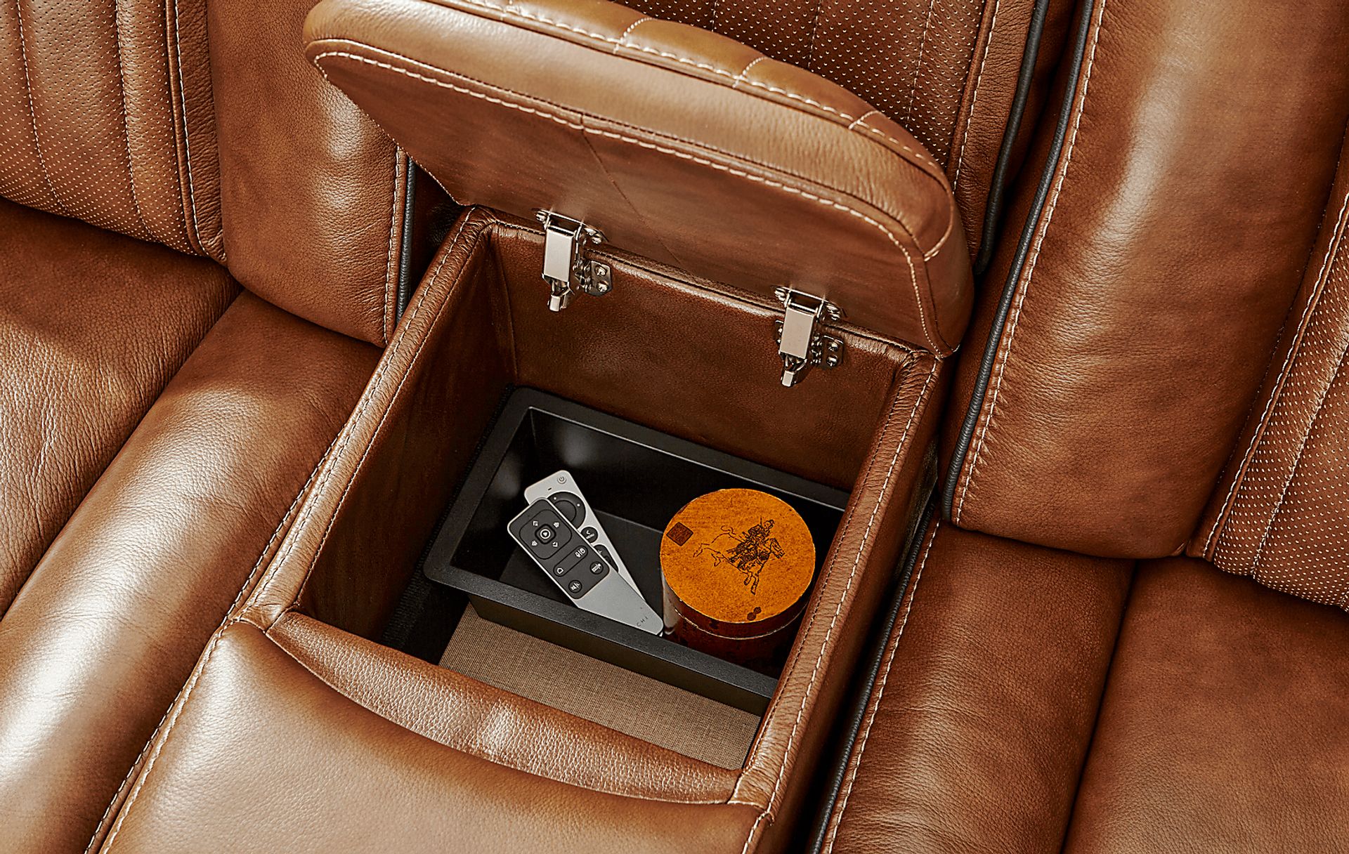 Amplify Brown 6 Pc Leather Triple Power Sectional - Image 7