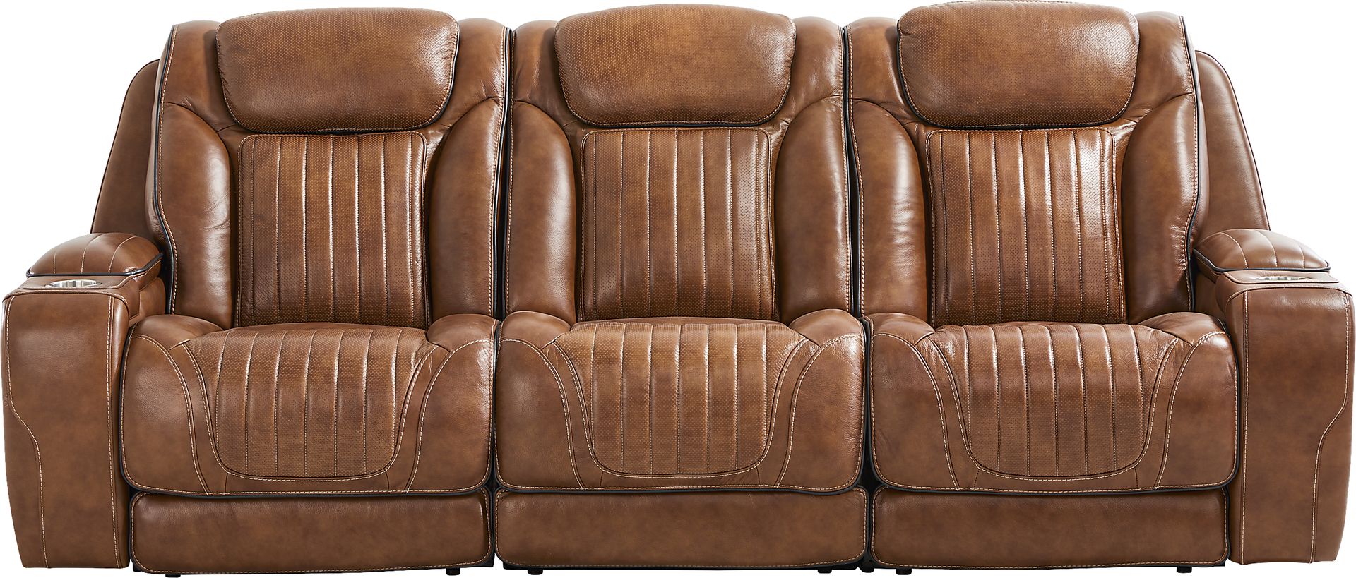 Sound Tech Amplify Brown Leather 3 Pc Triple Power Reclining Sofa