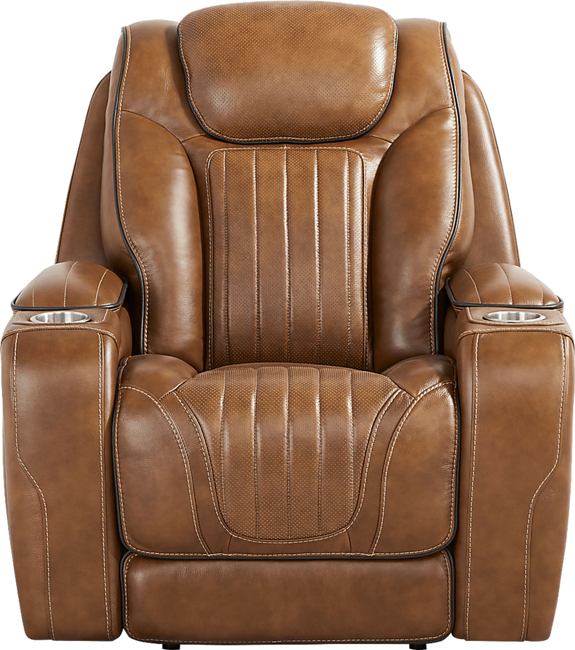 Amplify Brown Leather 7 Pc Triple Power Sectional Living Room - Image 12