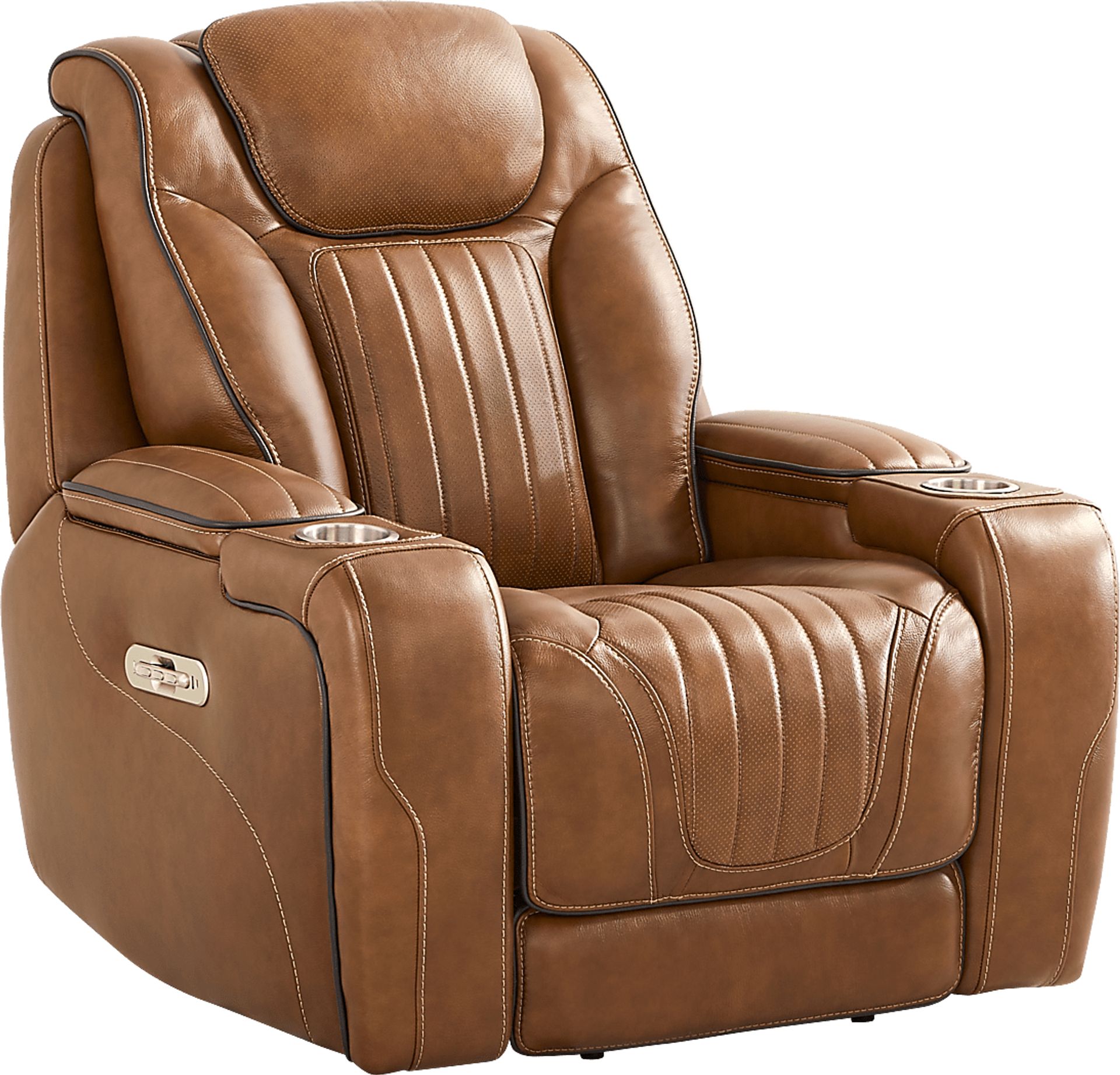 Amplify Brown Leather 7 Pc Triple Power Sectional Living Room - Image 13