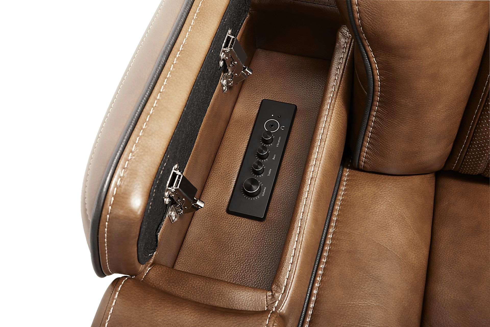 Amplify Brown 7 Pc Leather Triple Power Sectional Living Room with Recliner - Image 11