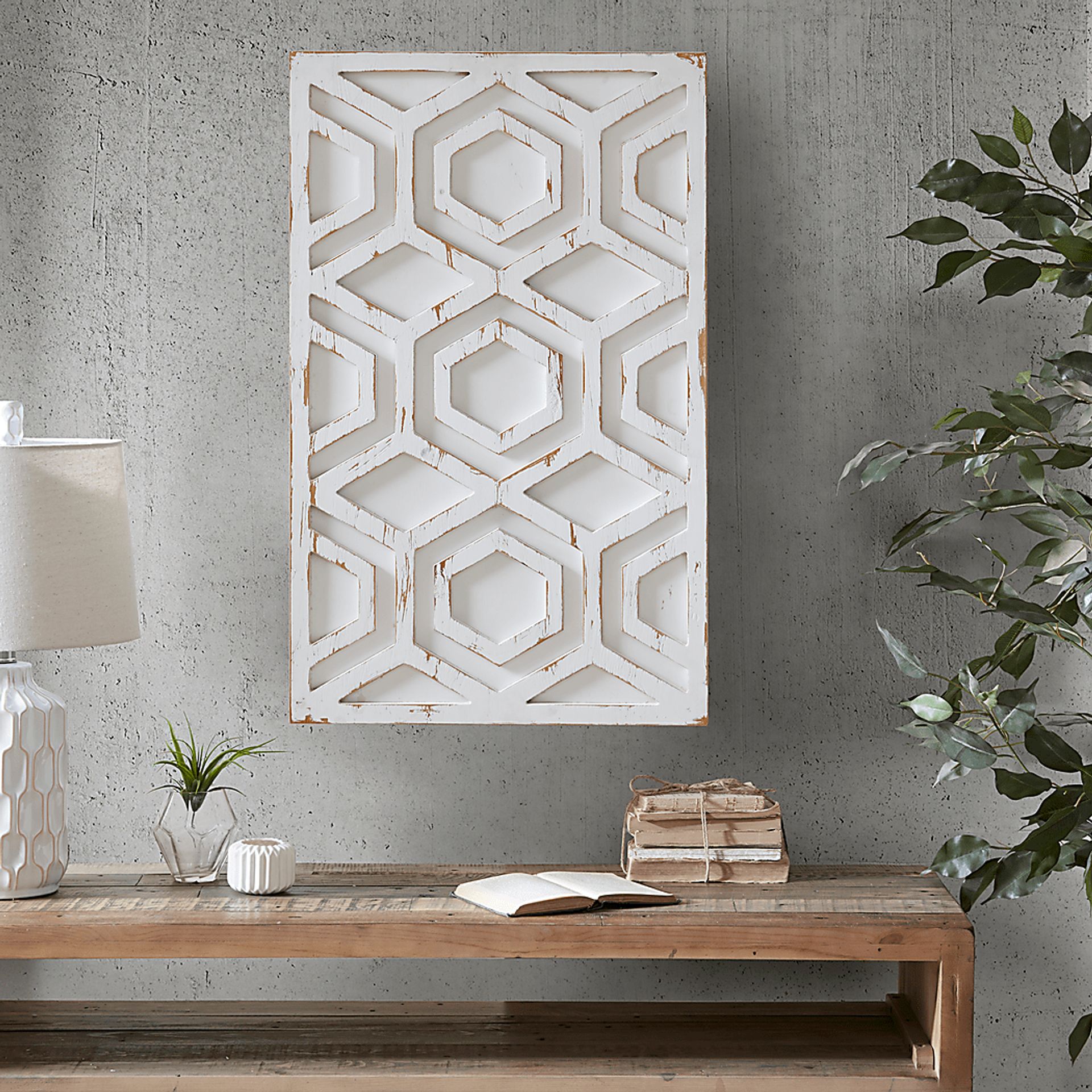 Amreheim White Wooden Wall Art with Pattern - Image 7