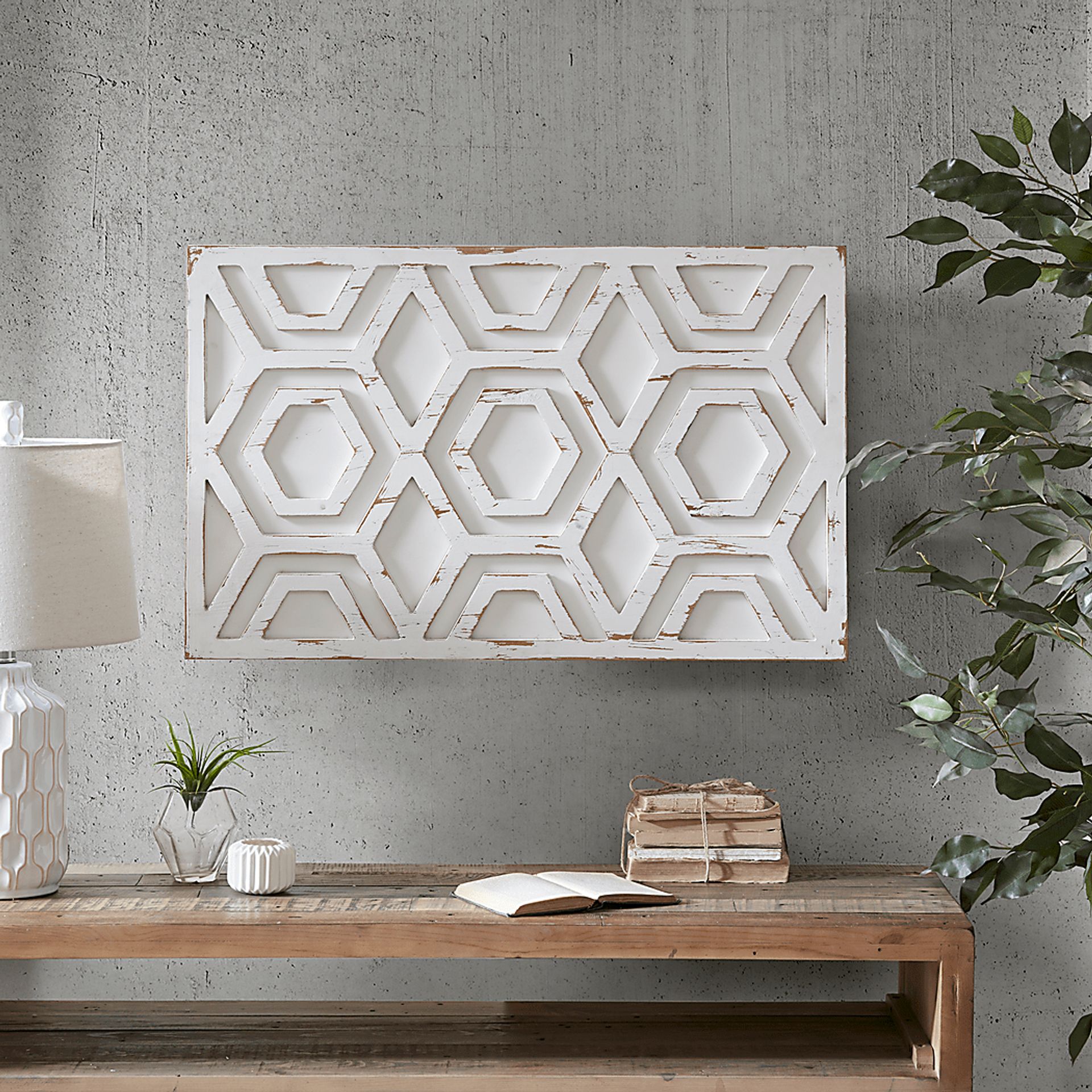Amreheim White Wooden Wall Art with Pattern - Image 8