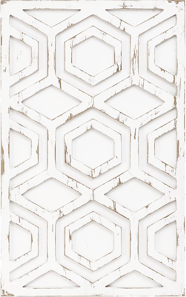 Amreheim White Wooden Wall Art with Pattern - Thumbnail - Image 1