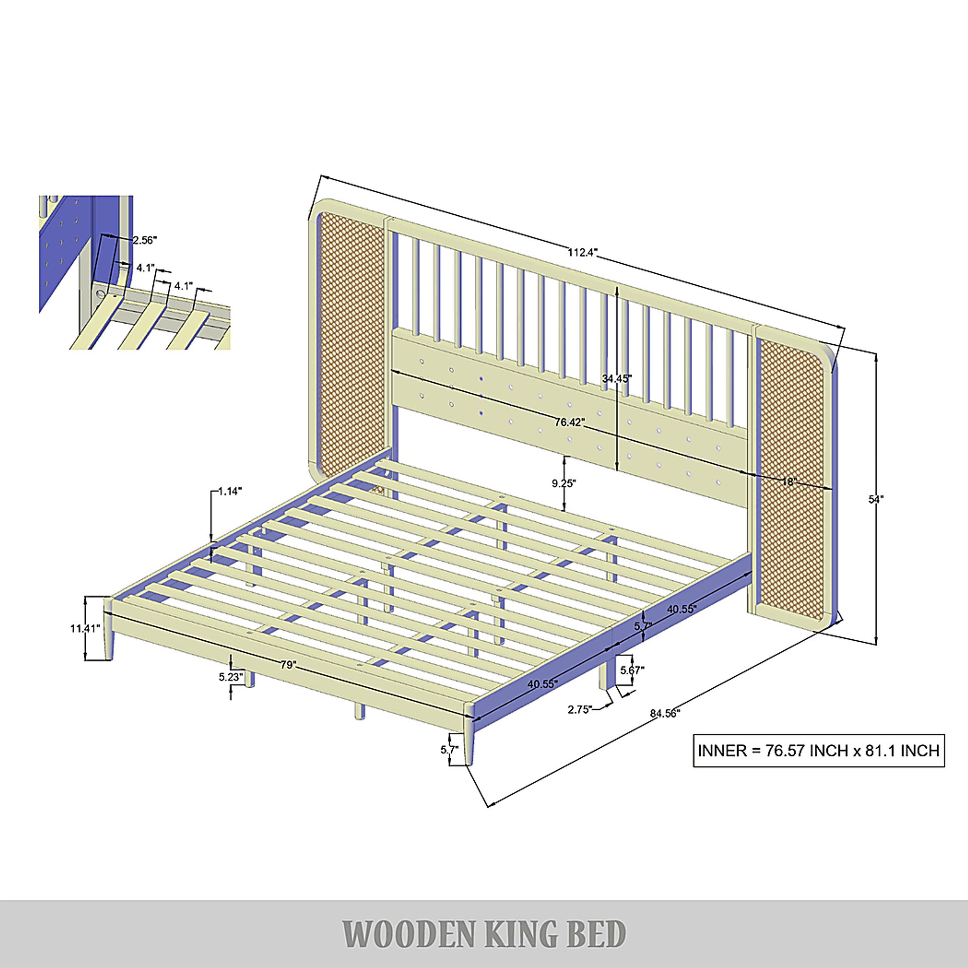 Amynus Black King Bed with Nightstands - Image 4
