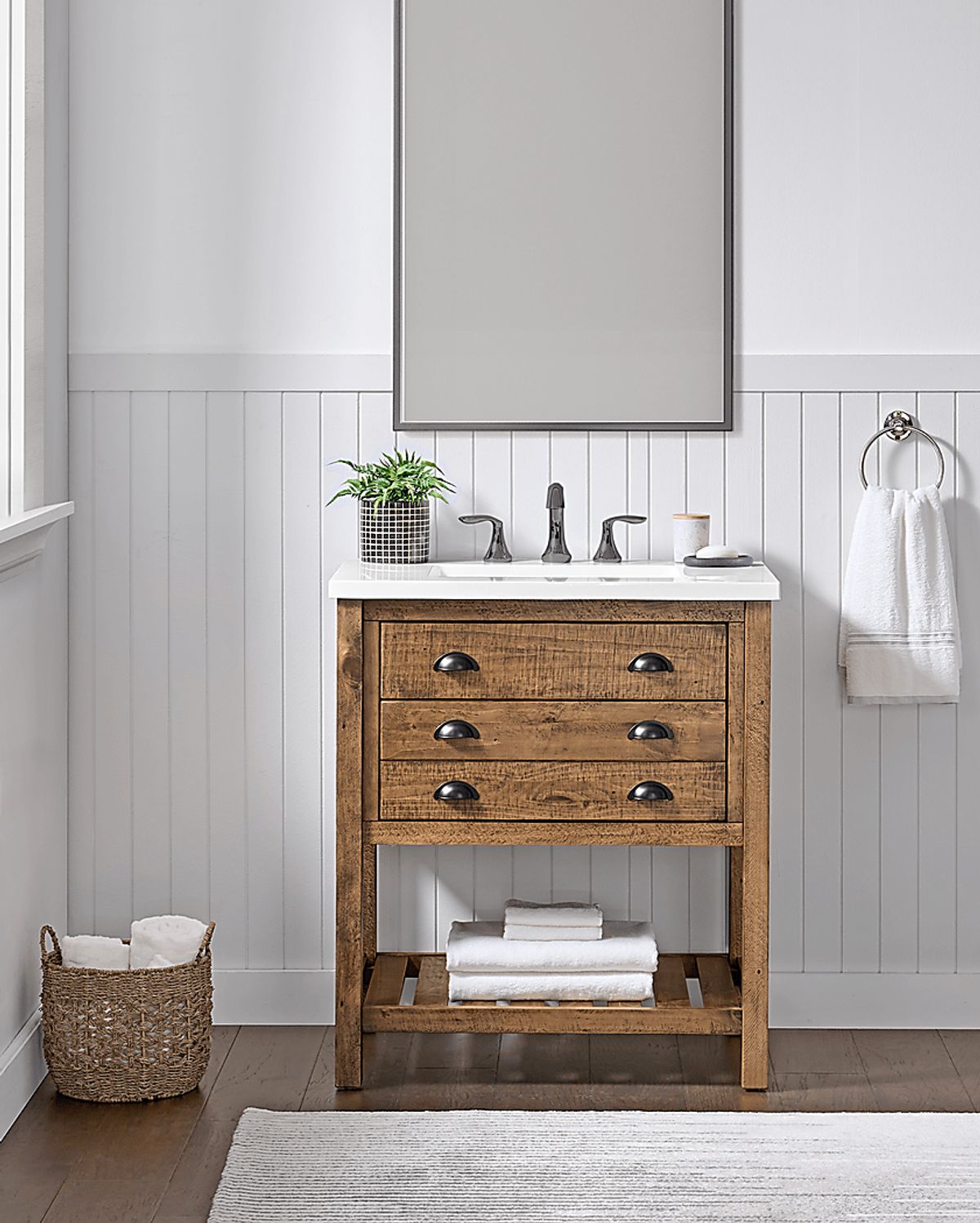 Anaar Brown Dark Wood Bathroom Vanity | Rooms to Go