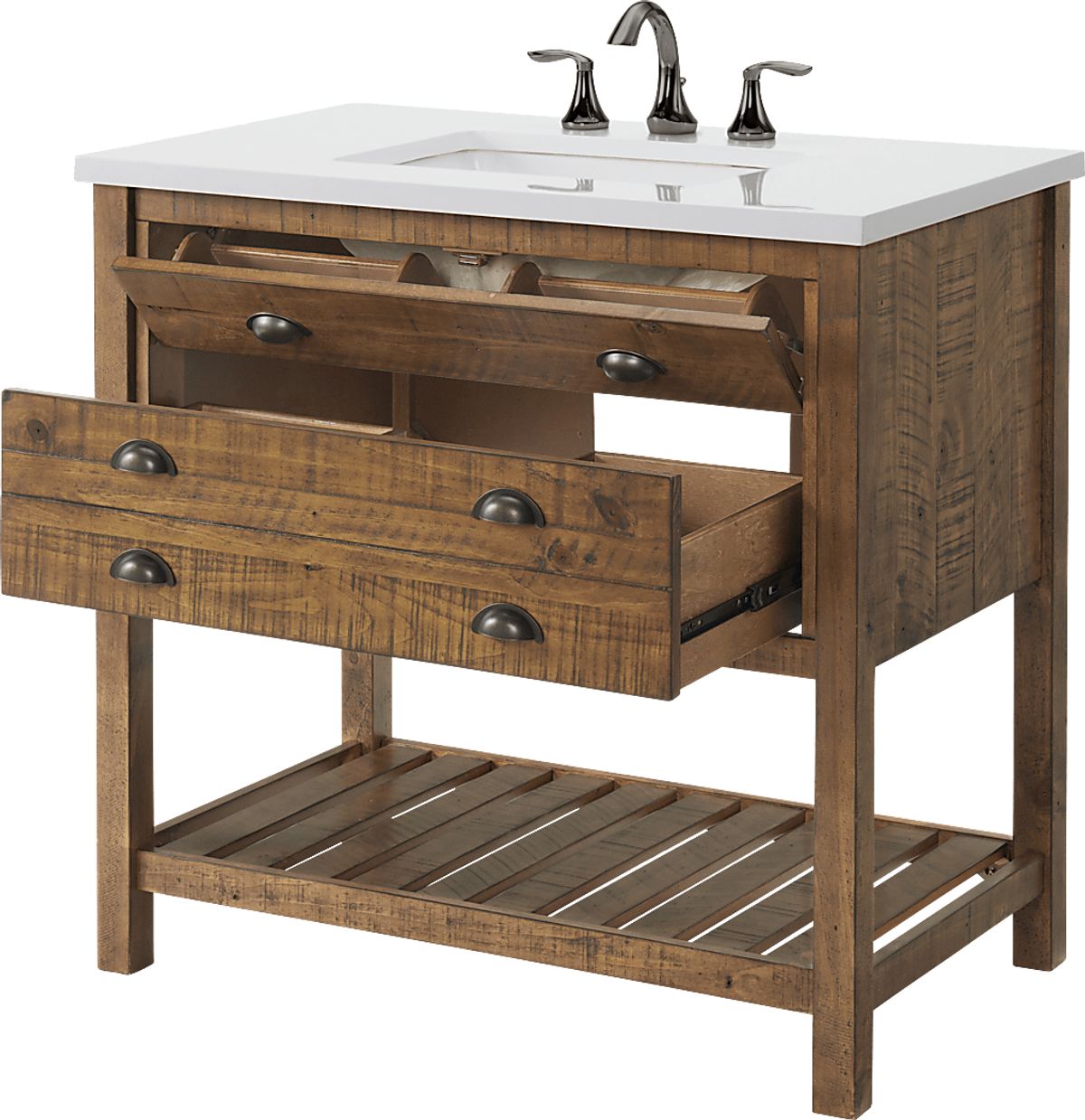 Anaar Brown Dark Wood Bathroom Vanity | Rooms to Go