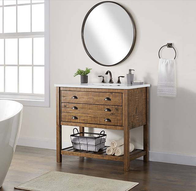 Anaar Natural Brown Bathroom Vanity - Thumbnail - Image 2