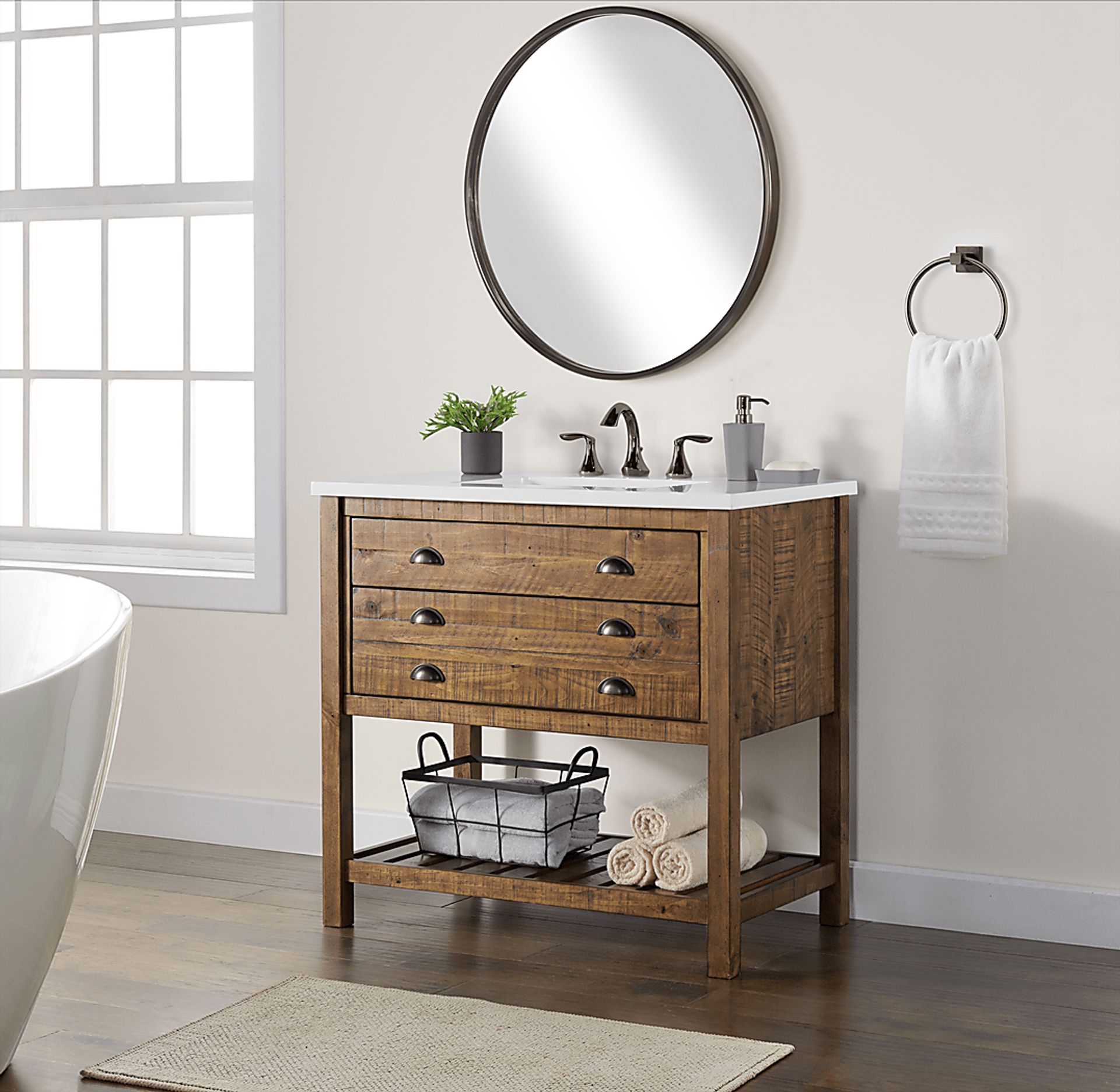 Anaar Natural Brown Bathroom Vanity - Image 2