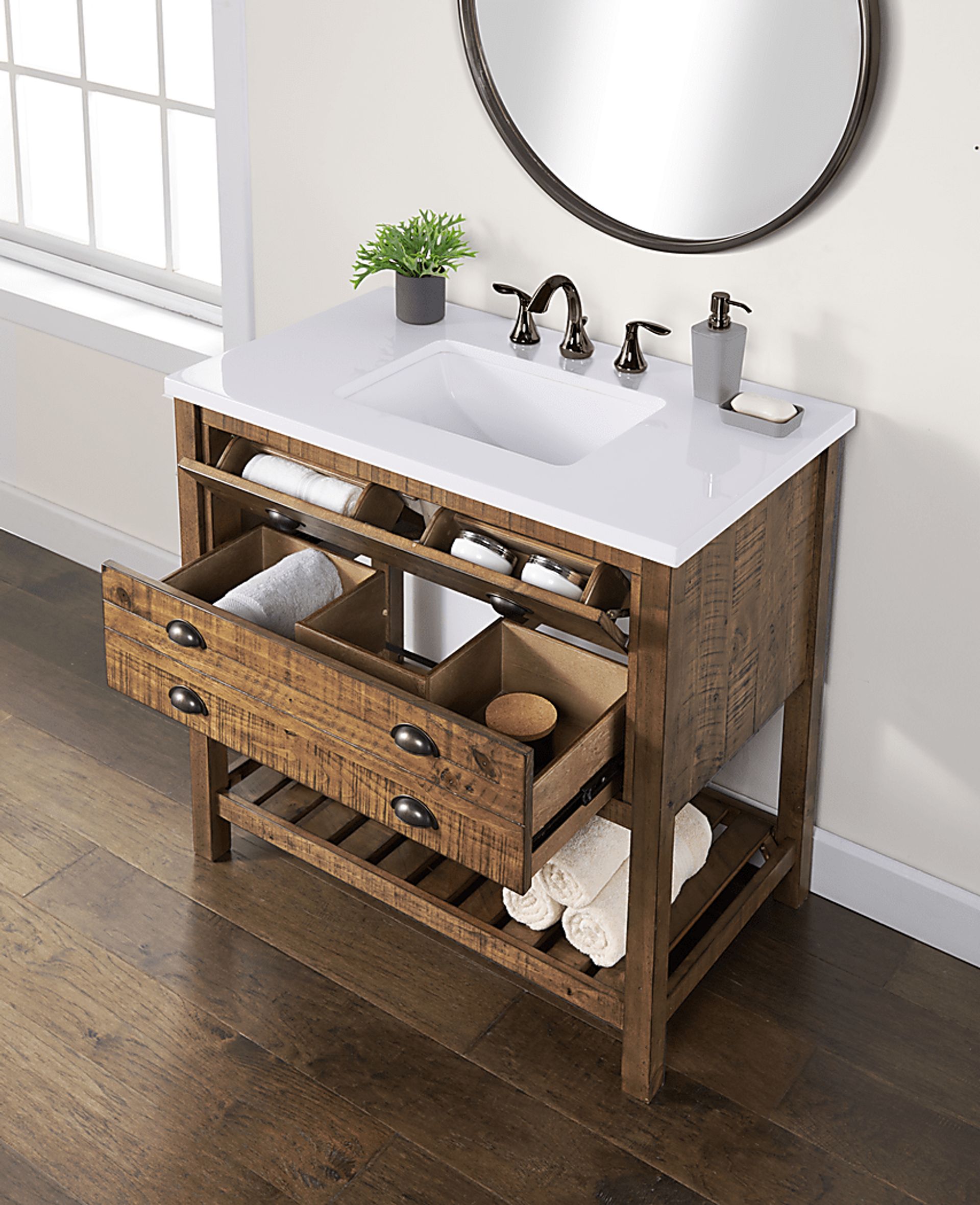 Anaar Natural Brown Bathroom Vanity - Image 3
