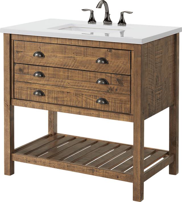 Anaar Natural Brown Bathroom Vanity - Thumbnail - Image 1