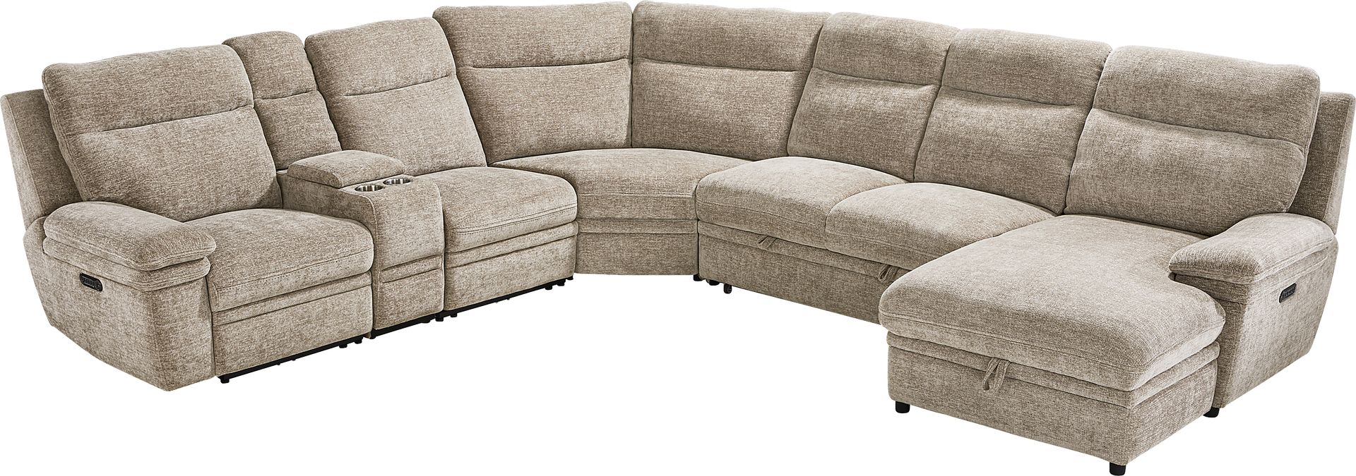 Anaheim Latte 6 Pc Dual Power Reclining Sectional - Image 1