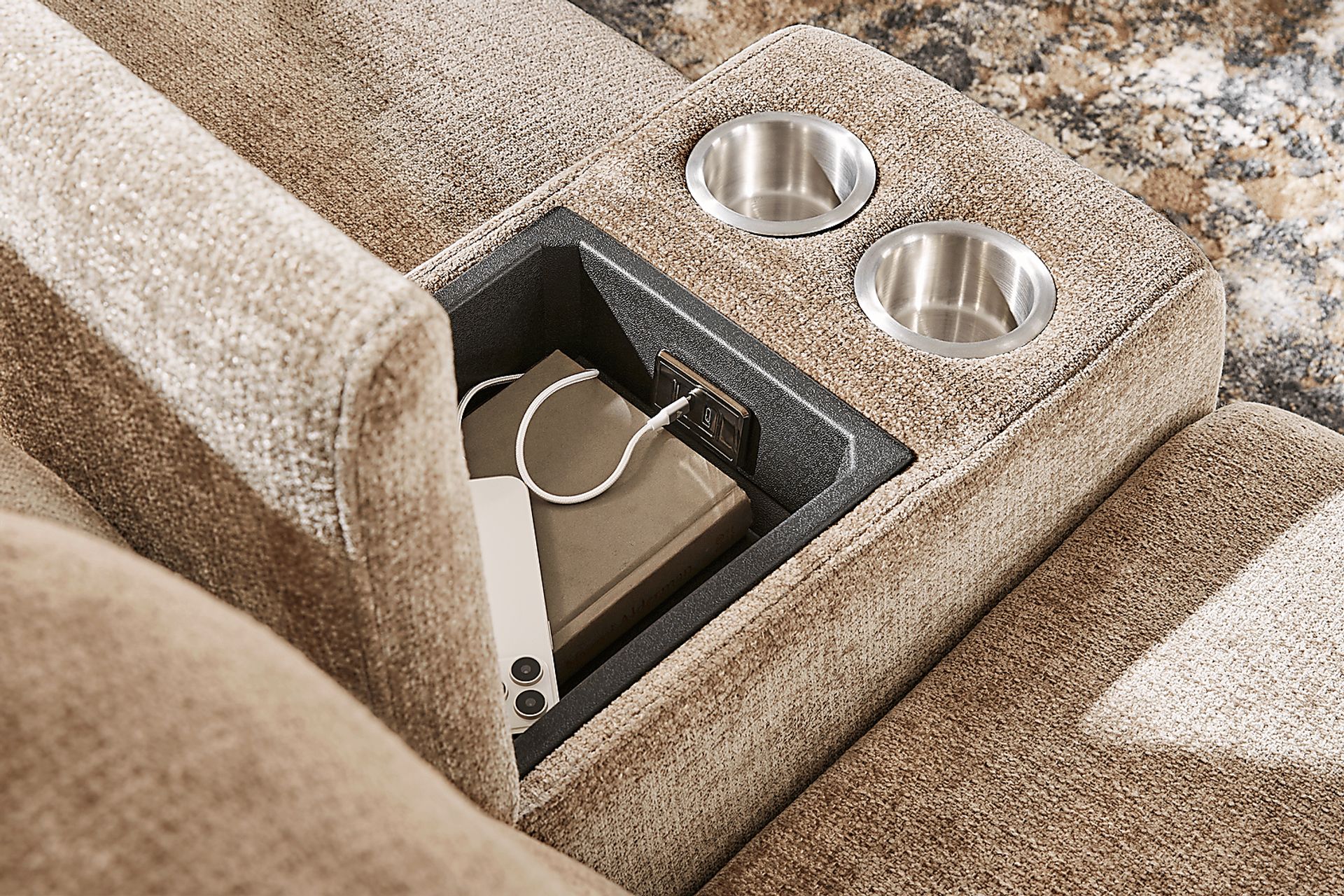 Anaheim Latte 6 Pc Dual Power Reclining Sleeper Sectional - Image 15