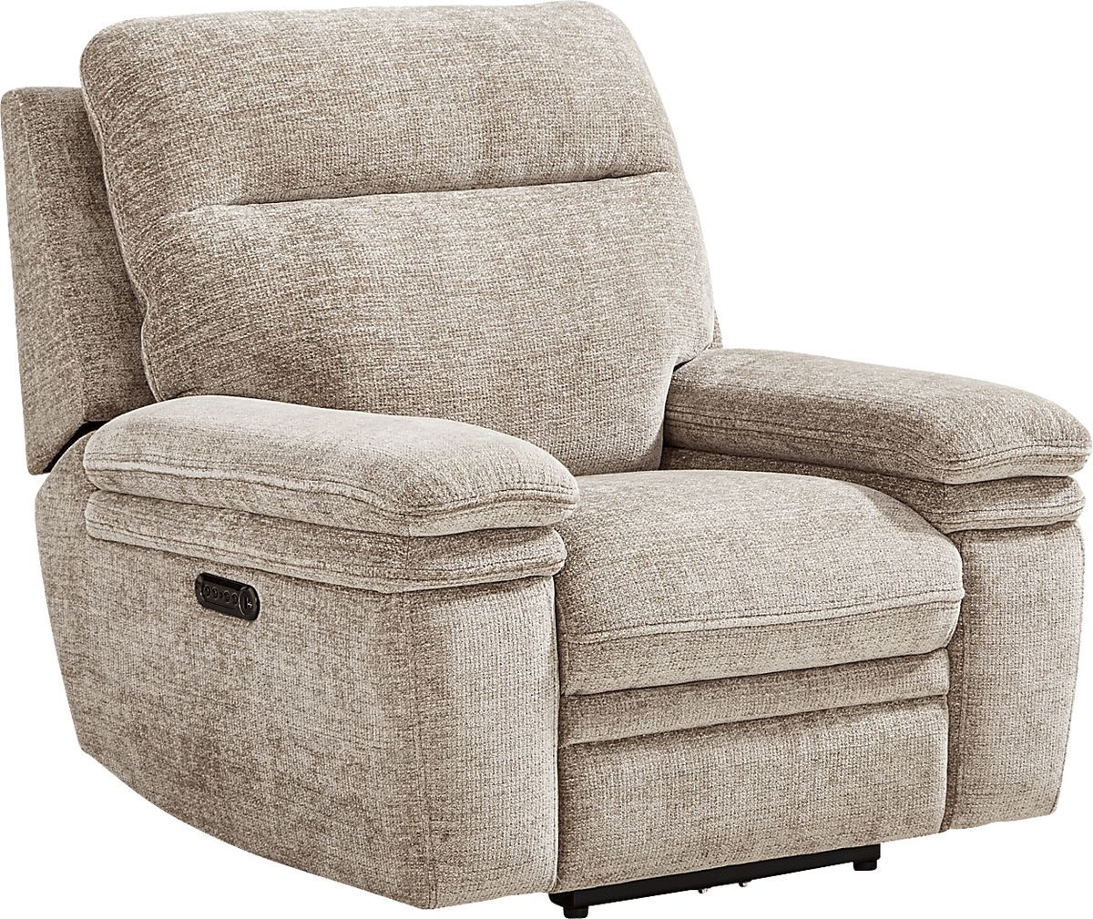 Anaheim Latte Beige Chenille Fabric Dual Power Recliner | Rooms to Go