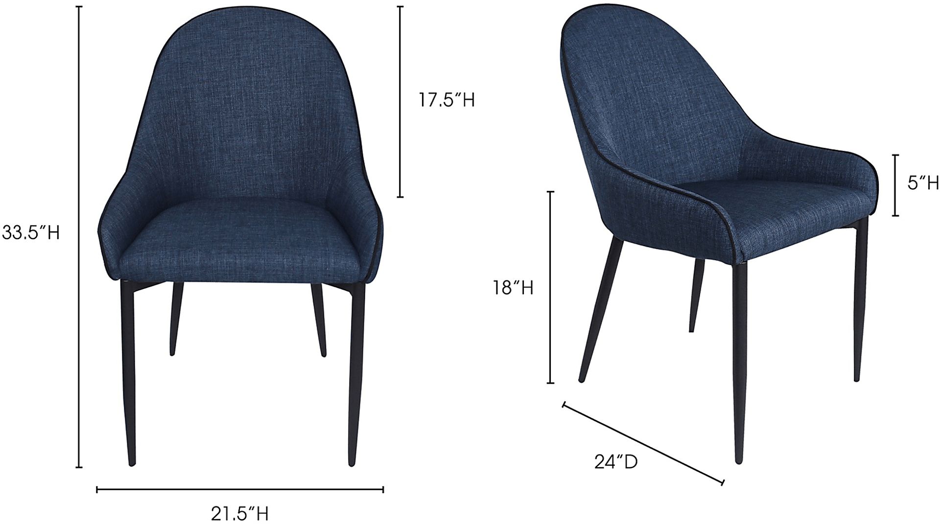 Anaise Dark Blue Dining Chair, Set of 2 - Image 8