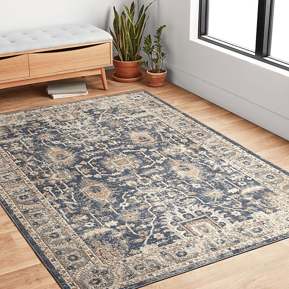 Anala Blue Colors Polypropylene Fabric Rug | Rooms to Go